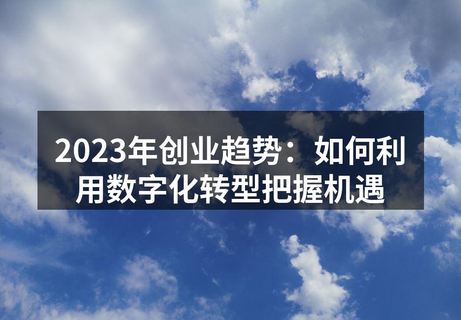 2023年创业趋势：如何利用数字化转型把握机遇