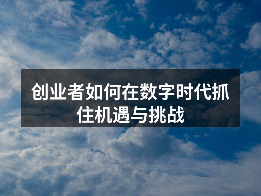 创业者如何在数字时代抓住机遇与挑战